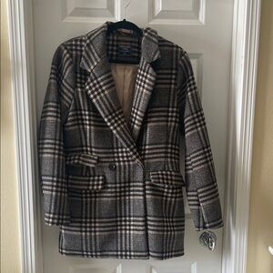 Abercrombie & Fitch Checkered Wool Blend Coat